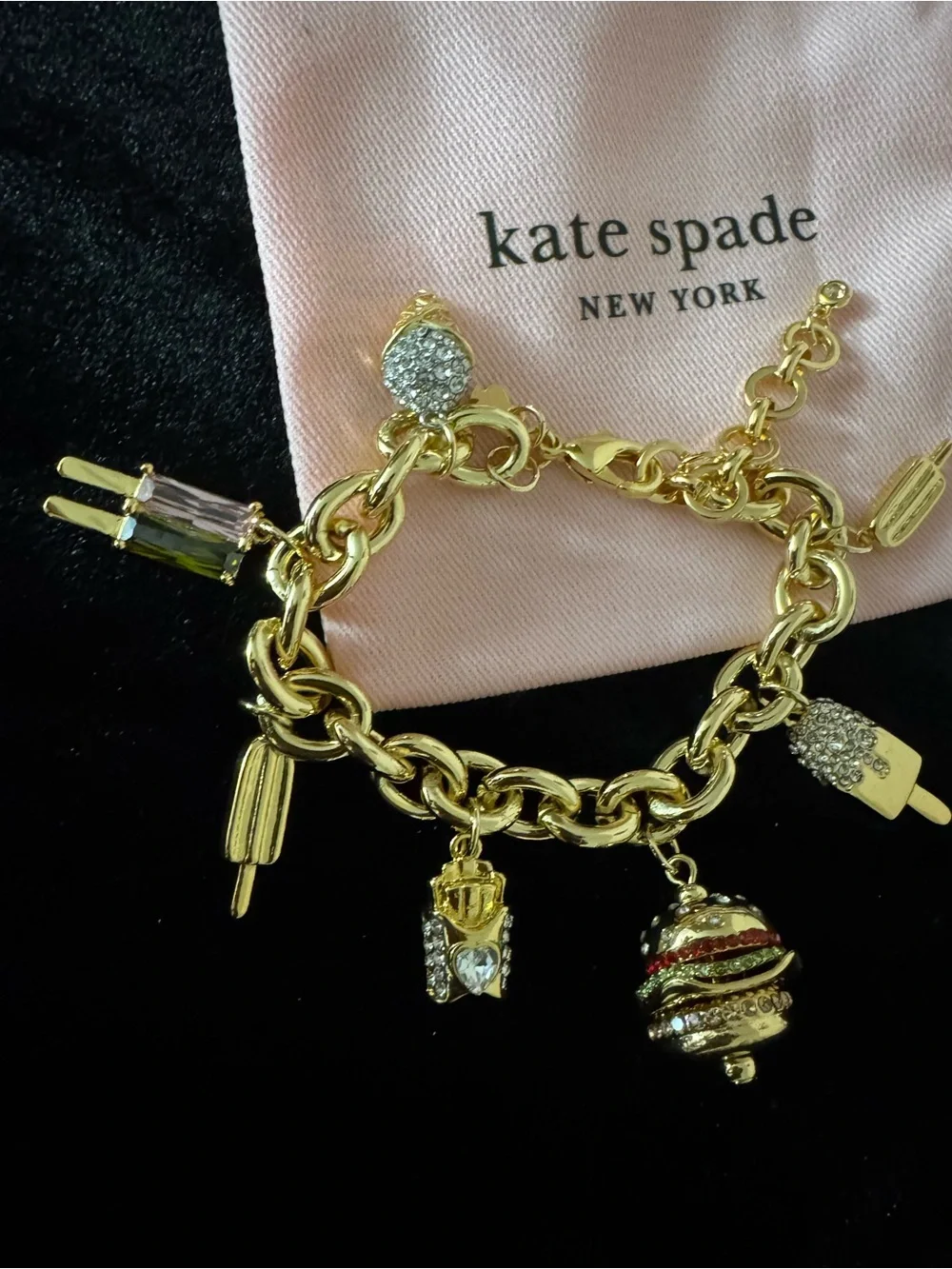 kate spade New York Gold Tone Fast food charm Bracelet - Gold tone